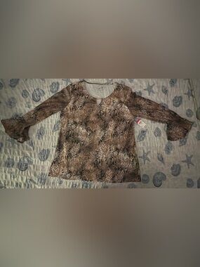 Flared Sleeve Snake Print Blouse